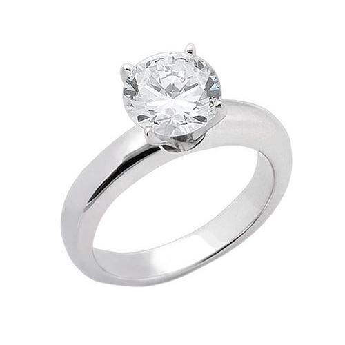 1.50 Carat Real Diamond Solitaire Engagement Ring 14K White Gold