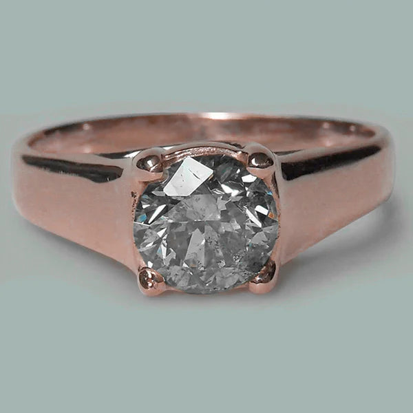1.50 Carat Round Brilliant Real Diamond Solitaire Ring Rose Gold
