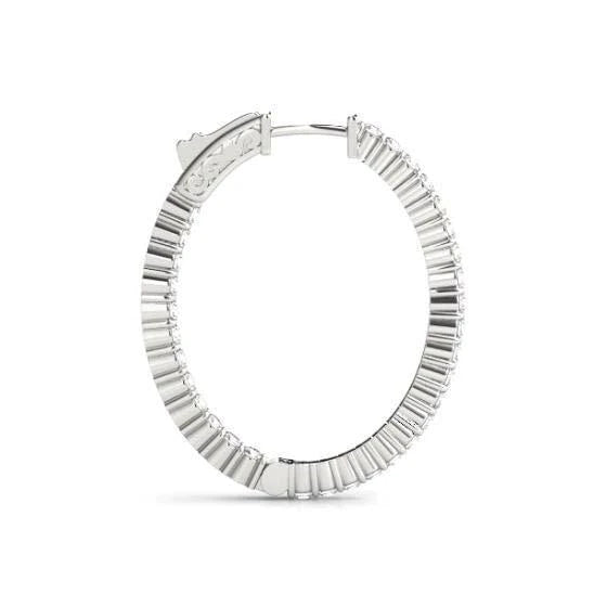 1.50 Carat Round Brilliant Real Diamonds Hoop Earrings White Gold 14K New