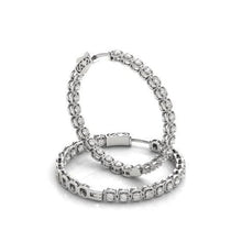 1.50 Carat Round Real Diamonds Hoop Earrings Solid Gold 14K Earring