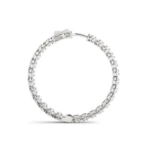 1.50 Carat Round Real Diamonds Hoop Earrings Solid Gold 14K Earring