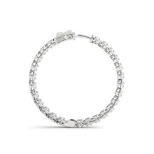 1.50 Carat Round Real Diamonds Hoop Earrings Solid Gold 14K Earring