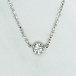 1.50 Carat Solitaire Bezel Set Real Diamond Pendant Necklace Gold White