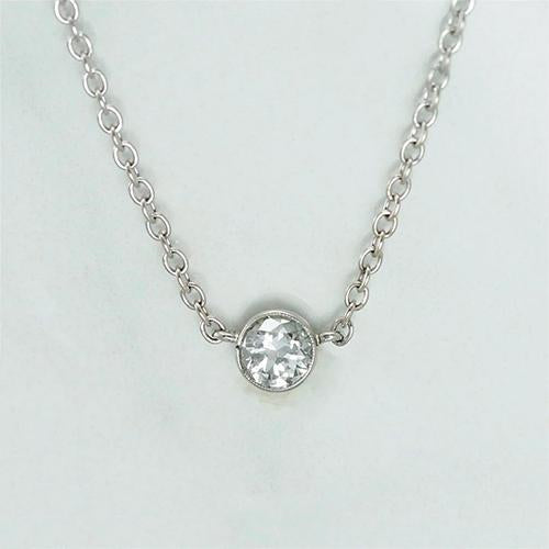 1.50 Carat Solitaire Bezel Set Real Diamond Pendant Necklace Gold White