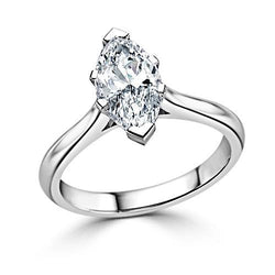 1.50 Carat Solitaire Marquise Real Diamond Wedding Ring