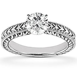 1.50 Carat Solitaire Round Genuine Diamond Engagement Ring