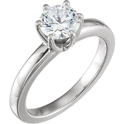 1.50 Carat Solitaire Six Prong Set Real Diamond Wedding Ring White Gold