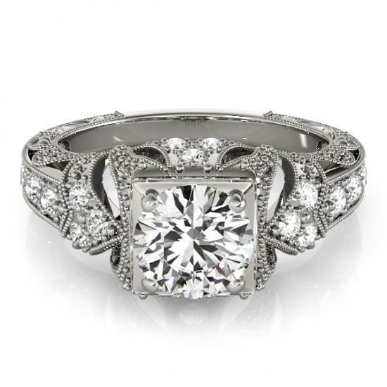  Solitaire With Accents Genuine Diamond Vintage Style Ring
