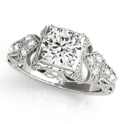 1.50 Carat Solitaire With Accents Genuine Diamond Vintage Style Ring