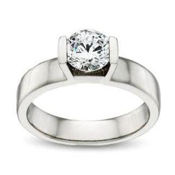 1.50 Carats Bar Setting Real Diamond Solitaire Ring White Gold