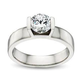 1.50 Carats Bar Setting Real Diamond Solitaire Ring White Gold