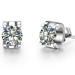 1.50 Carats Genuine Diamond Women Studs Earrings White Gold 14K New