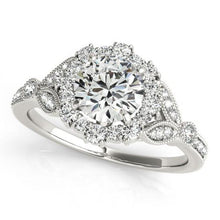 1.50 Carats Halo Round Real Diamond Engagement Fancy Ring White Gold 14K