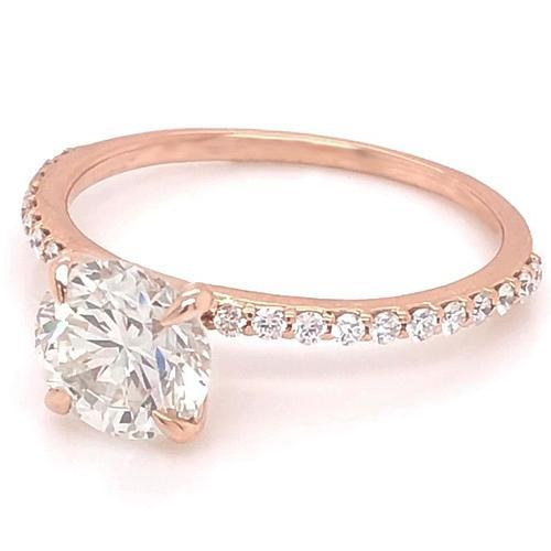 1.50 Carats Natural Diamond Engagement Ring With Accents Rose Gold 14K3