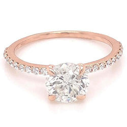 1.50 Carats Natural Diamond Engagement Ring With Accents Rose Gold 14K