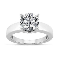 1.50 Carats Natural Round Diamond Solitaire Ring White Gold 14K