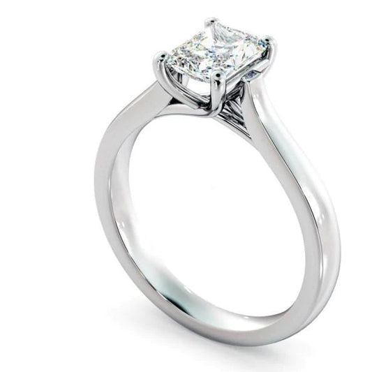 1.50 Carats Princess Cut Real Diamond Solitaire Ring White Gold