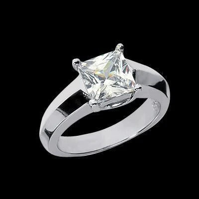1.50 Carats Princess Genuine Diamond Solitaire Ring 4 Prongs Gold Jewelry