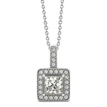 1.50 Carats Princess Real Diamond Pendant Necklace WG 14K Without Chain