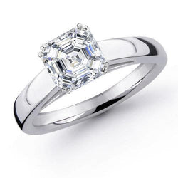 1.50 Carats Prong Set Asscher Cut Genuine Diamond Wedding Ring