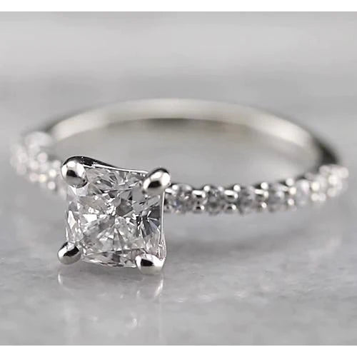 1.50 Carats Radiant Natural Diamond Engagement Ring White Gold 14K