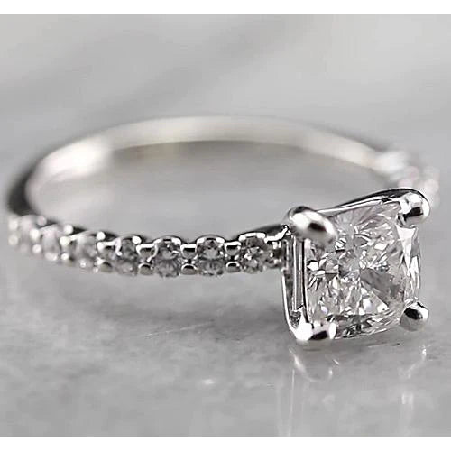1.50 Carats Radiant Natural Diamond Engagement Ring White Gold 14K