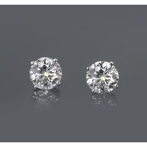 1.50 Carats Real Diamond Four Prong Woman Stud Earring White Gold 14K F Vs1