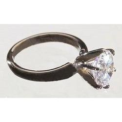 1.50 Carats Real Diamond Solitaire Engagement Ring 14K White Gold