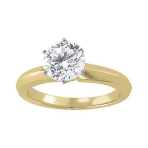 1.50 Carats Real Diamond Solitaire Engagement Ring Two Tone 14K