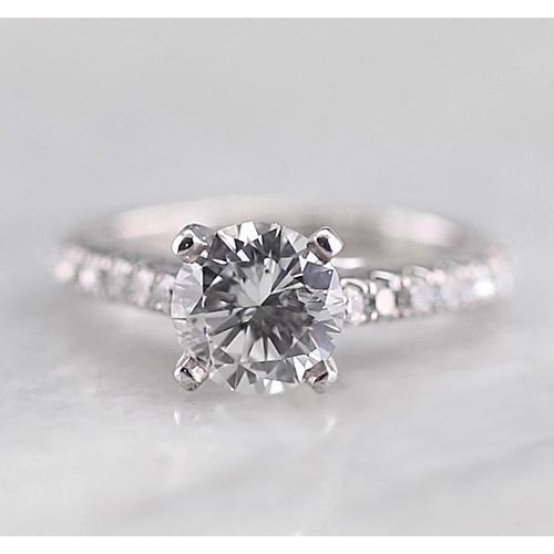 1.50 Carats Real Diamond Solitaire Ring With Accents