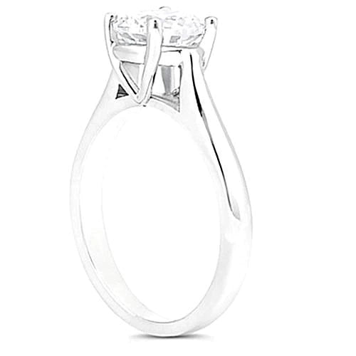 1.50 Carats Real Diamond Solitaire White Gold 14K Engagement Ring