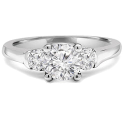 1.50 Carats Real Round Diamond 3 Stone Anniversary Ring White Gold 14K New