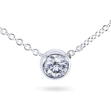 1.50 Carats Round Bezel Set Real Diamond Pendant Dog Ear White Gold 14K