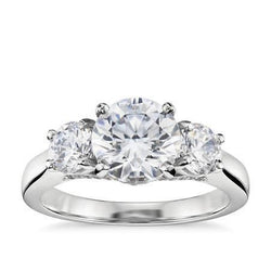 1.50 Carats Round Cut Genuine Diamond 3 Stone Wedding Ring White Gold 14K