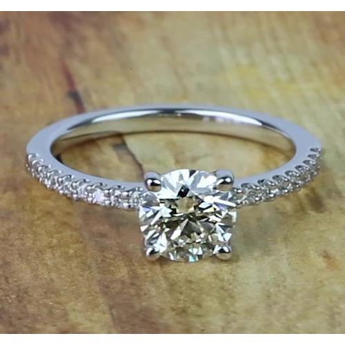 1.50 Carats Round Genuine Diamond Engagement Ring 