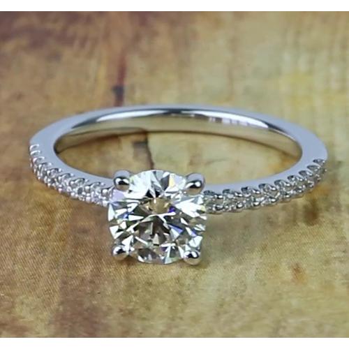 1.50 Carats Round Genuine Diamond Engagement Ring Jewelry