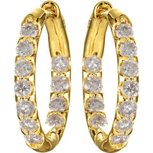1.50 Carats Round Genuine Diamond Inside/Outside Hoop Earrings