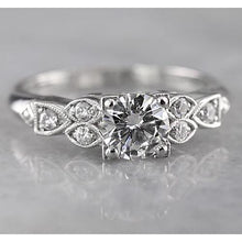 1.50 Carats Round Natural Earth Mined Diamond Engagement Ring Antique Style White Gold 14K