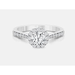1.50 Carats Round Real Diamond Engagement Ring Halo