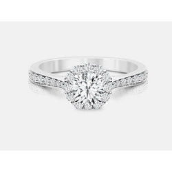 1.50 Carats Round Natural Earth Mined Diamond Engagement Ring Halo