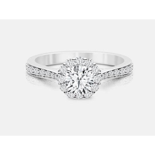 1.50 Carats Round Real Diamond Engagement Ring Halo