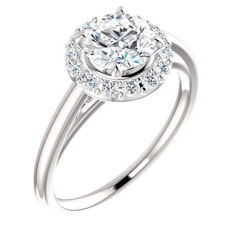 1.50 Carats Round Diamond Halo Setting Engagement Ring 14K White Gold