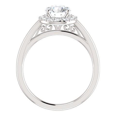 1.50 Carats Round Diamond Halo Setting Engagement Ring 14K White Gold