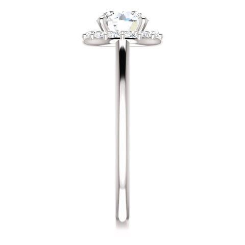 1.50 Carats Round Diamond Halo Setting Engagement Ring 14K White Gold
