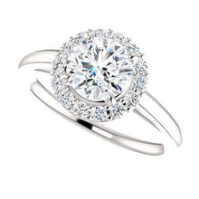 1.50 Carats Round Diamond Halo Setting Engagement Ring 14K White Gold