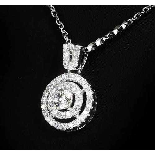 1.50 Carats Round Diamond Pendant Halo Setting