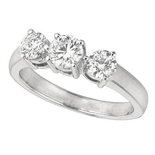 1.50 Carats Round Real Diamond Three Stone Anniversary Ring White Gold 14K