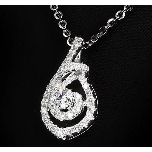 1.50 Carats Round Diamond Twirl Style Pendant White Gold Jewelry