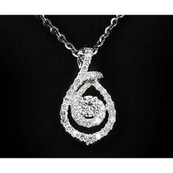 1.50 Carats Round Real Diamond Twirl Style Pendant White Gold Jewelry