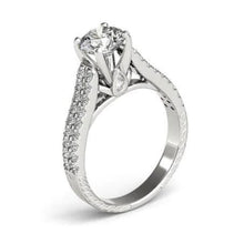 1.50 Carats Round Real Diamonds White Gold Fancy Ring With Accents